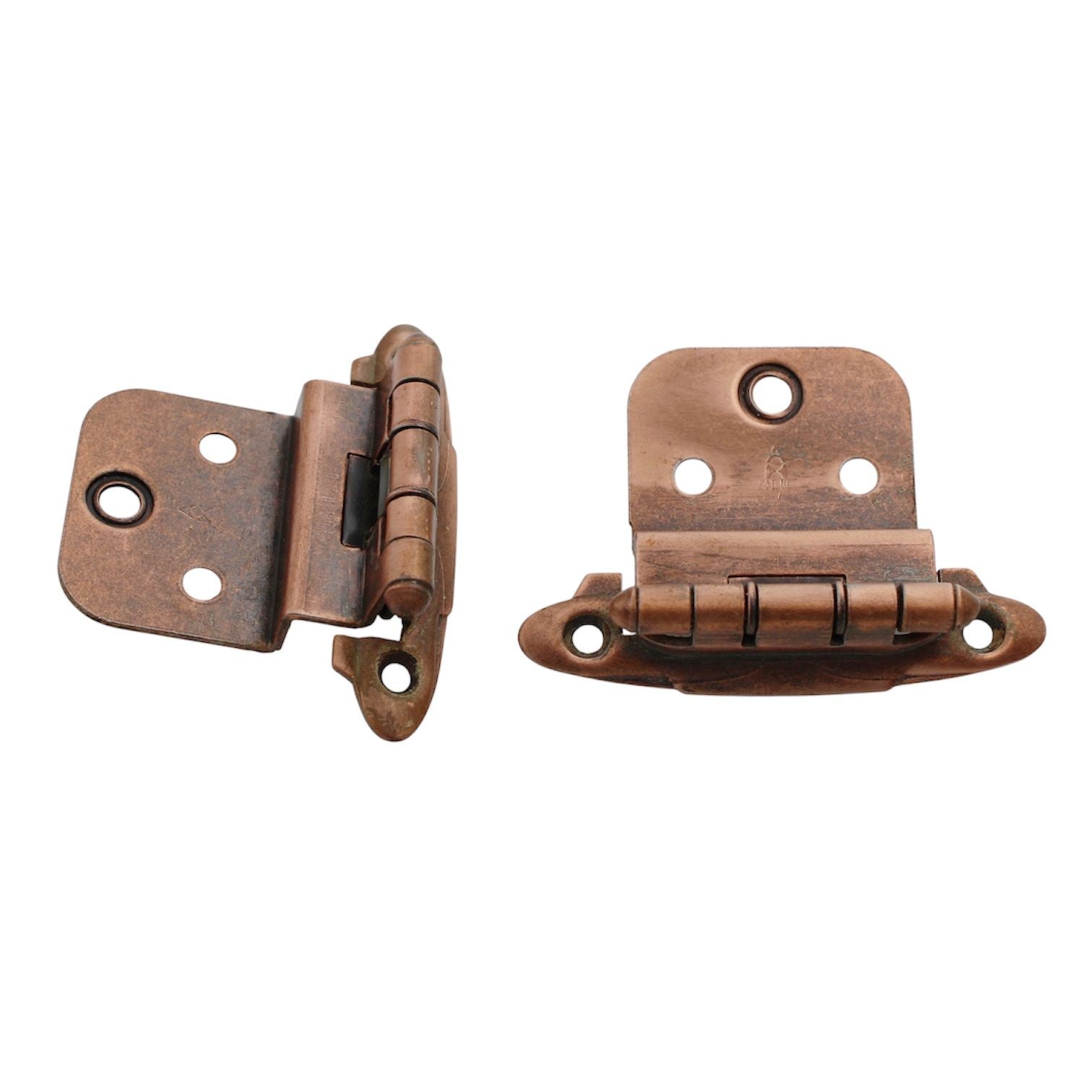 Pair Ajax Antique Copper 3/8" Inset Hinges Face Mount Self-Closing 595-AC