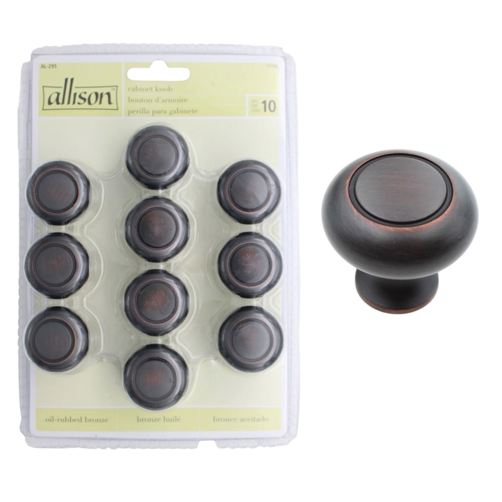 Amerock Allison 1 1/4 inch Cabinet Knob Oil-Rubbed Bronze 10 Pack AL-295