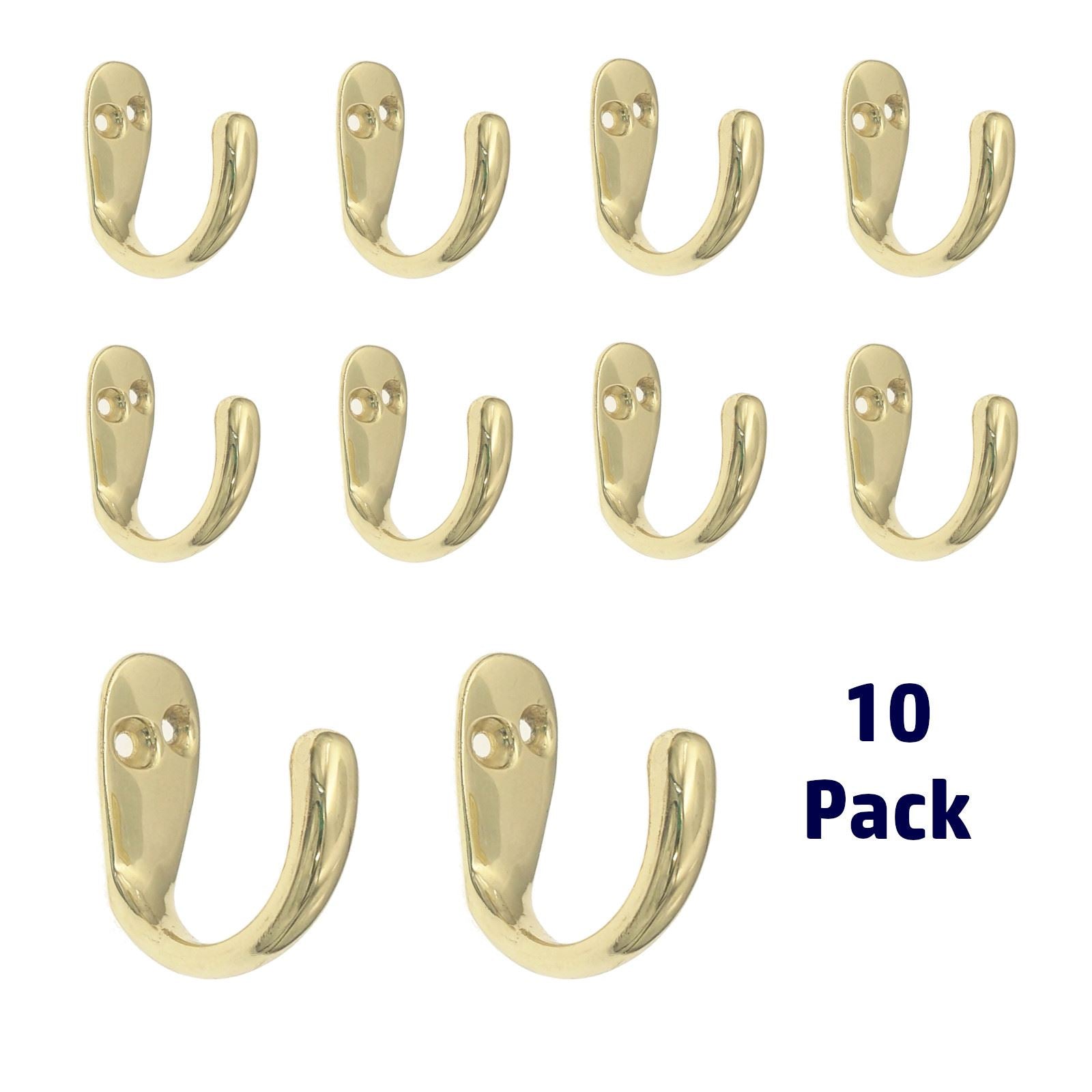 10 Pack Warwick Polished Brass Single Coat, Robe, Towel, Utility Hook BH2001PB