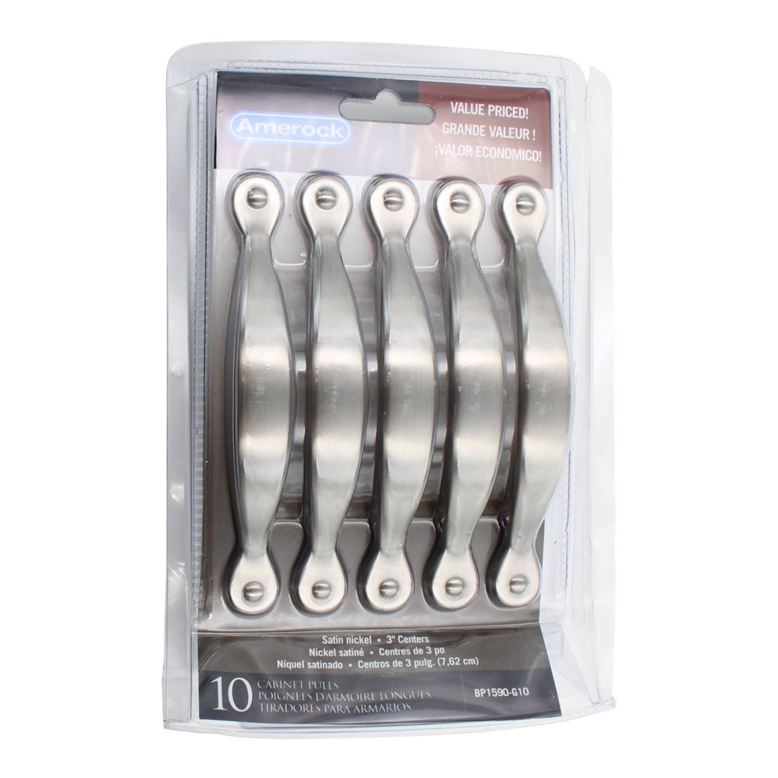 10 Pack Amerock BP1590G10 Inspirations 3" Centers Arch Cabinet Pull Satin Nickel