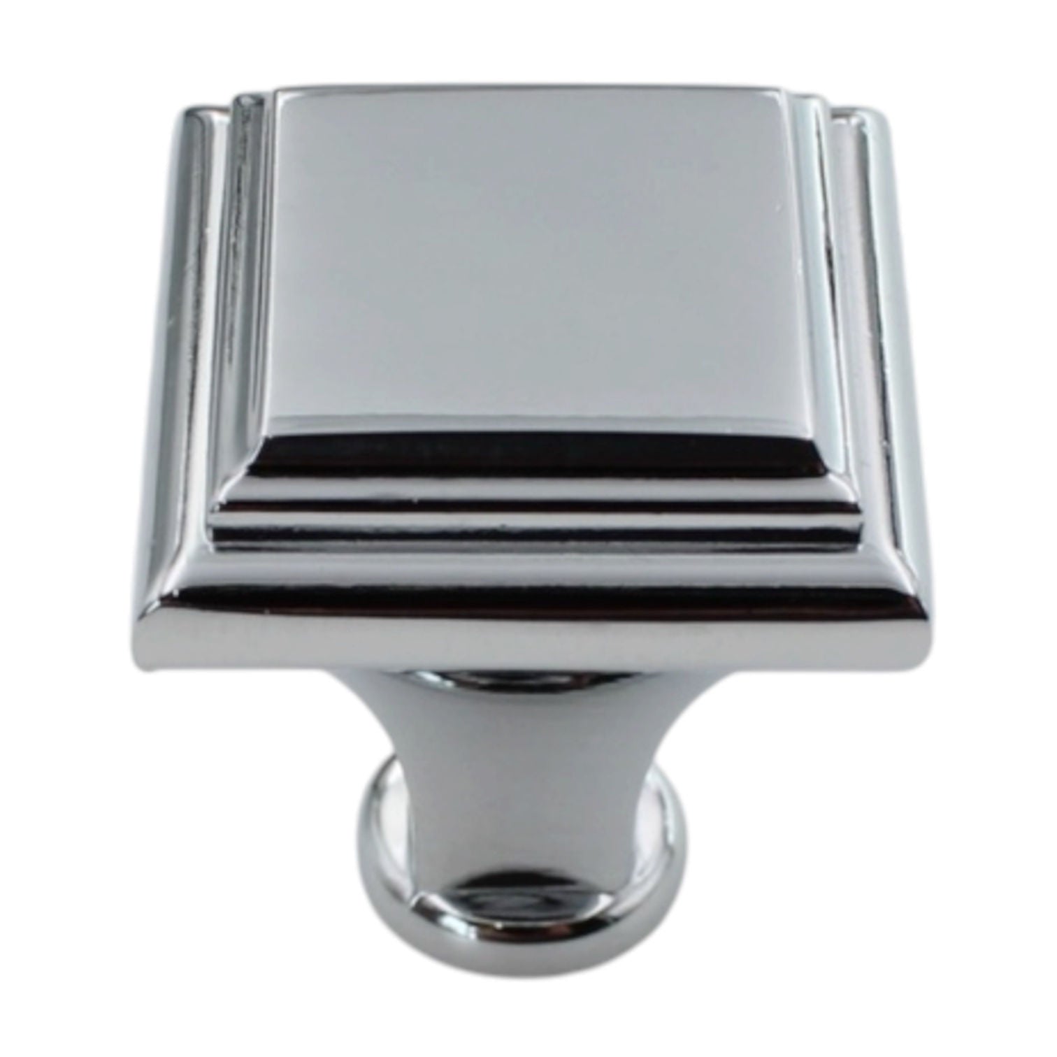 Amerock Manor 1 Inch Stepped Square Knob Flat Top Polished Chrome BP2613126
