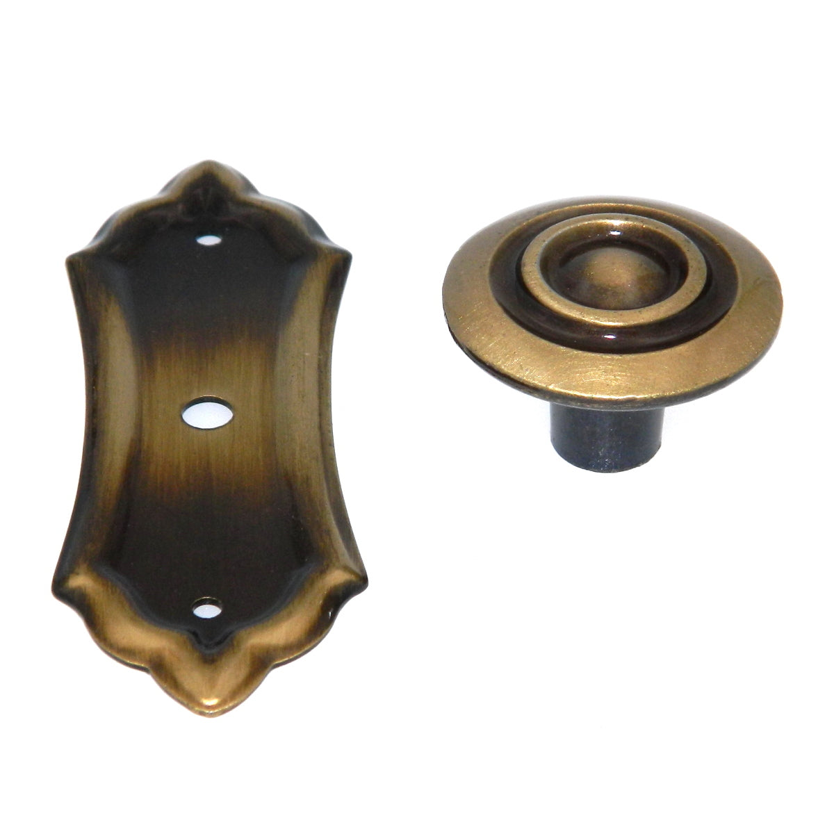 10 Pack Vintage Amerock BP591C-AE French Colony Knob Backplate Antique English