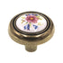 Amerock 1 1/4" Burnished Brass Round Floral Cabinet Knob Ceramic Center BP76244-FWB