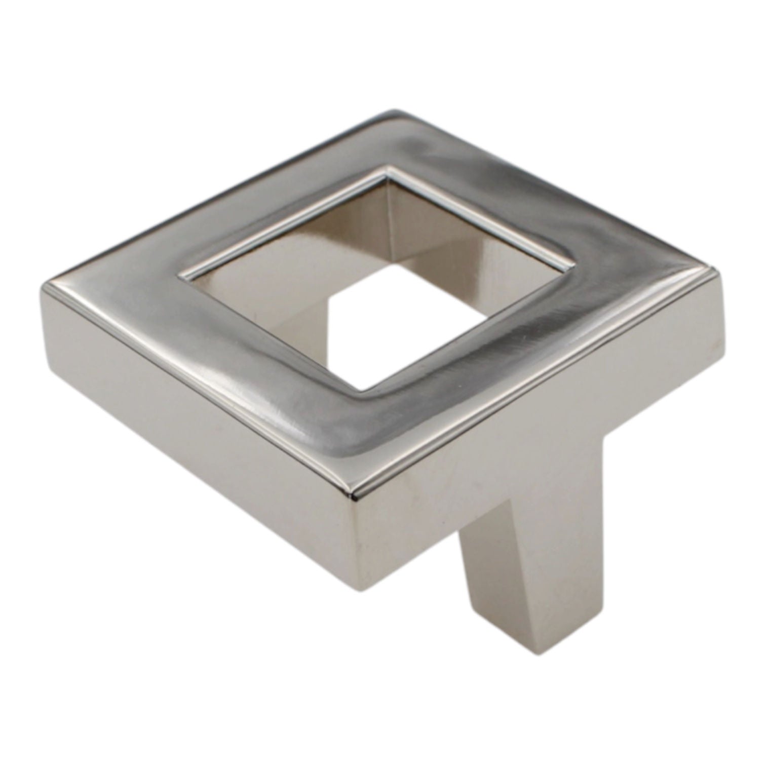 Richelieu 8033 Knob 1 5/8" Square 2-Screw 1 1/2" Hole Centers Polished Nickel