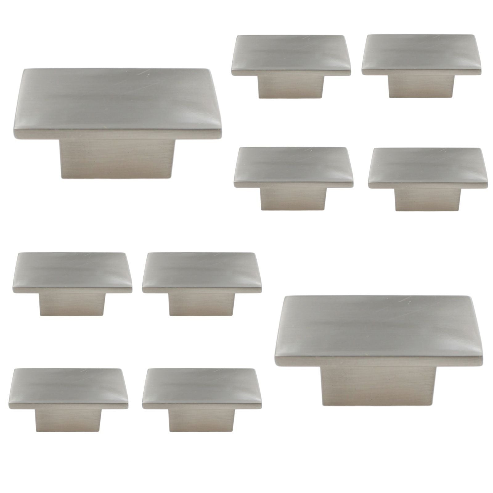 10 Pack Richelieu 810 Knob 1 1/2" Rectangle 5/8" Hole Centers Brushed Nickel