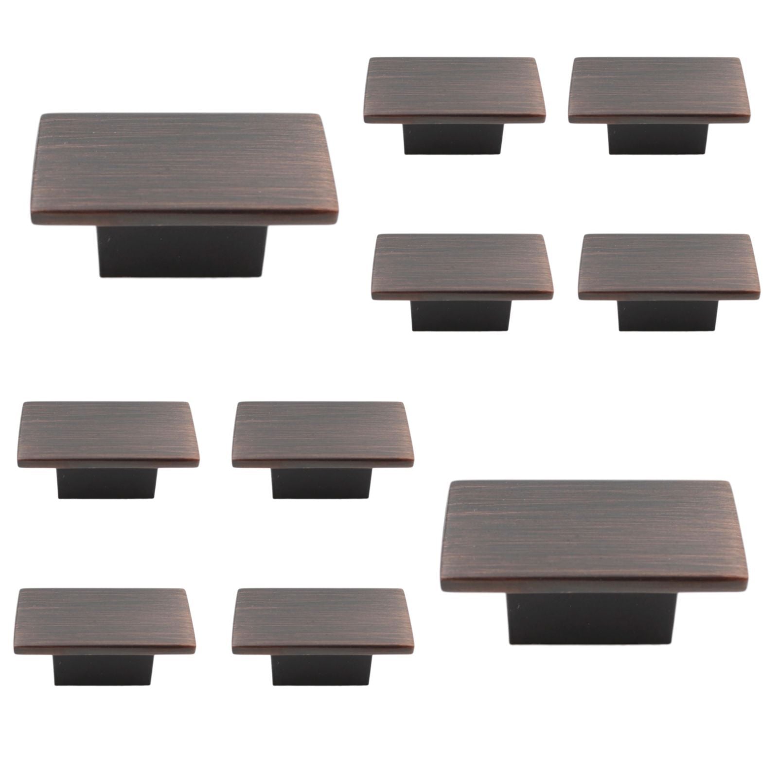 10 Pack Richelieu 810 Knob 1 1/2" Rectangle 5/8" Centers Oil-Rubbed Bronze