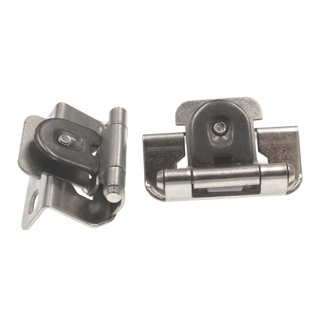 Pair of Single Demountable 1/2" Overlay Cabinet Hinges Satin Nickel BPR8719G10