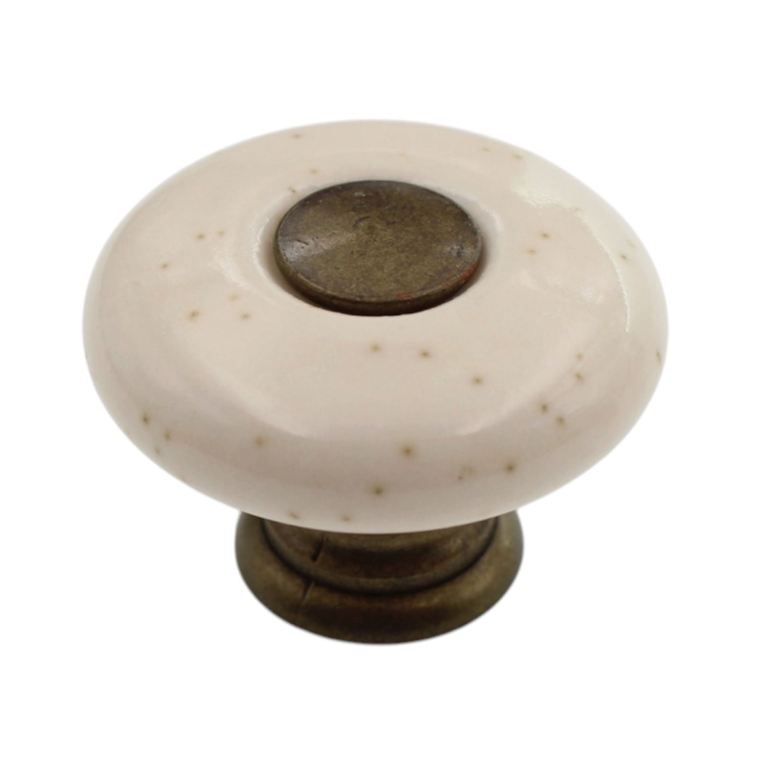 Amerock BP878-OM Oatmeal 1 1/4" Porcelain Cabinet Knob Pull with Brass Stem