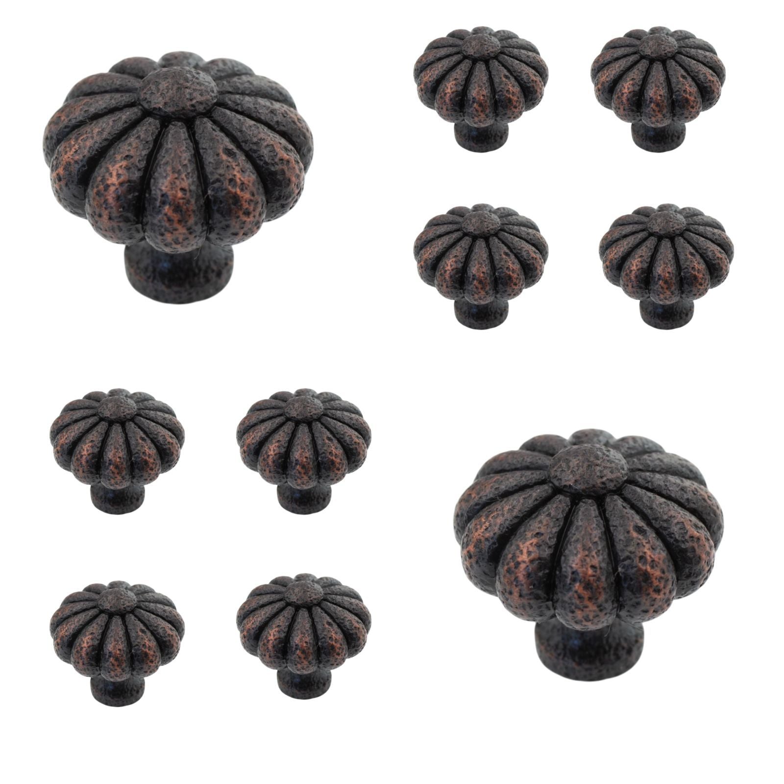 Ancient Treasures Rustic Hammered Floral Oil Rubbed Bronze 1 1/2" Pull Knob C011ORB, 10 Pack