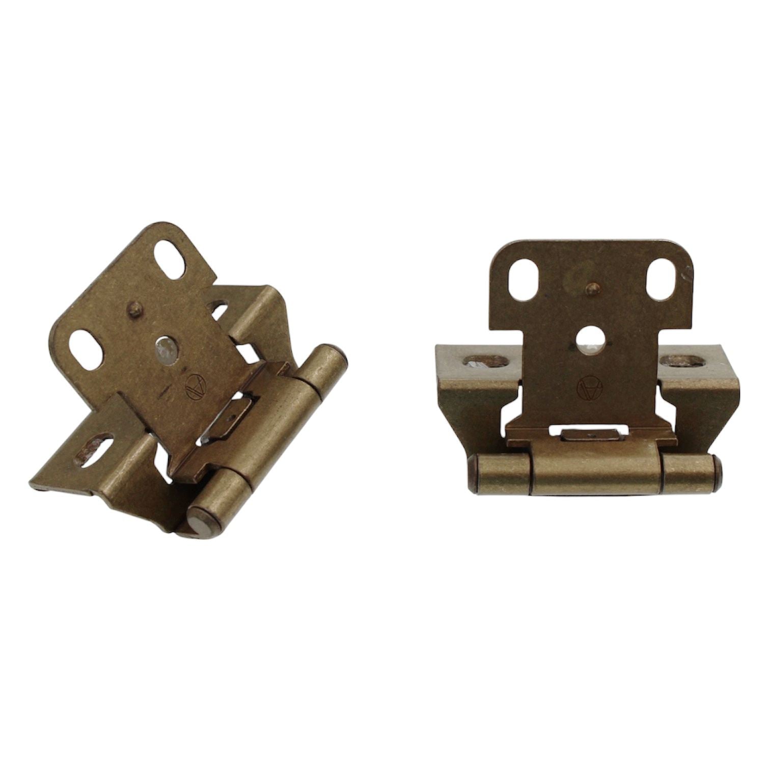 Pair of Amerock Burnished Brass Full Wrap 1/4" Overlay Cabinet Hinges D7526-BB