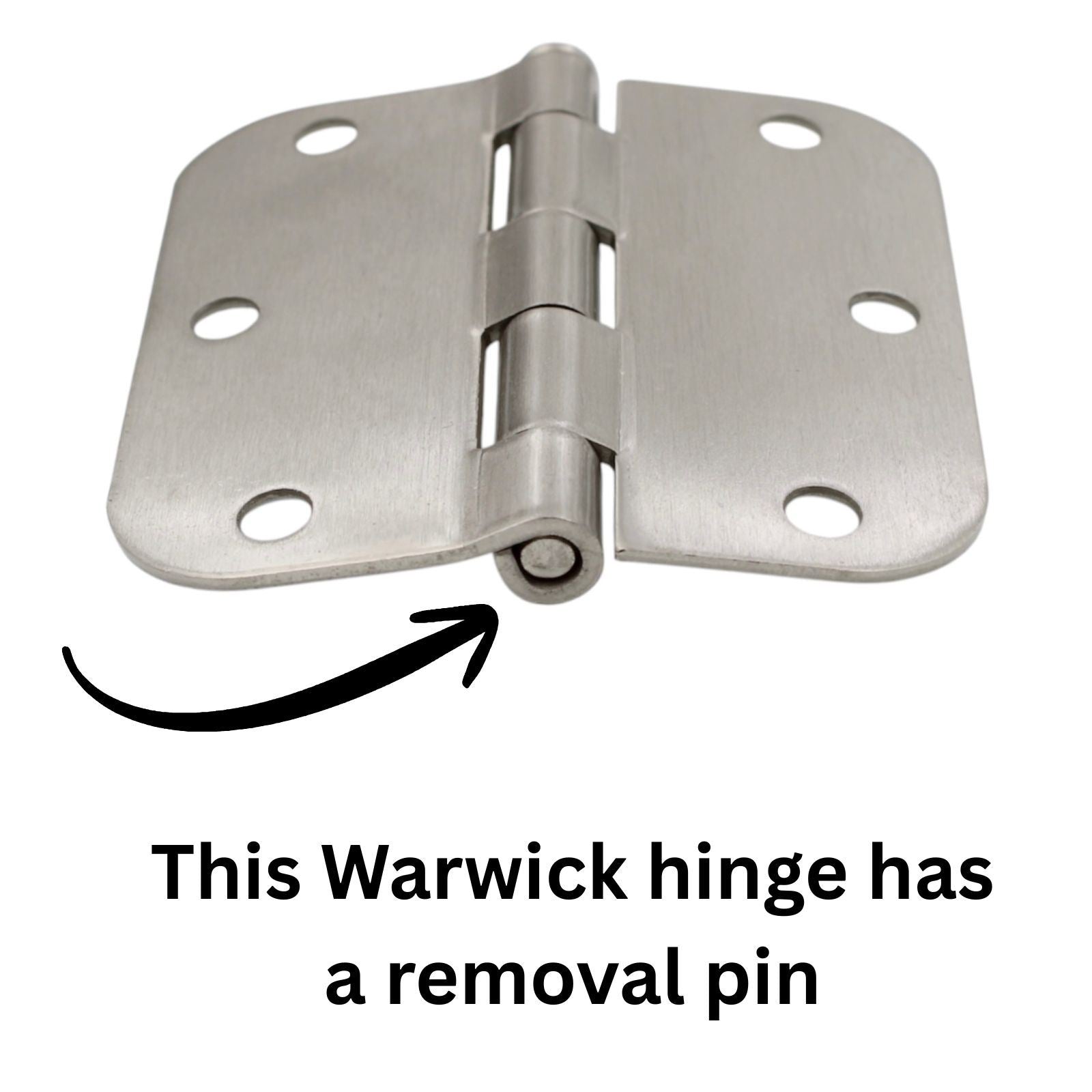 Warwick 3 1/2" Door Hinge 5/8" Radius Corner Satin Nickel BDA3012SN