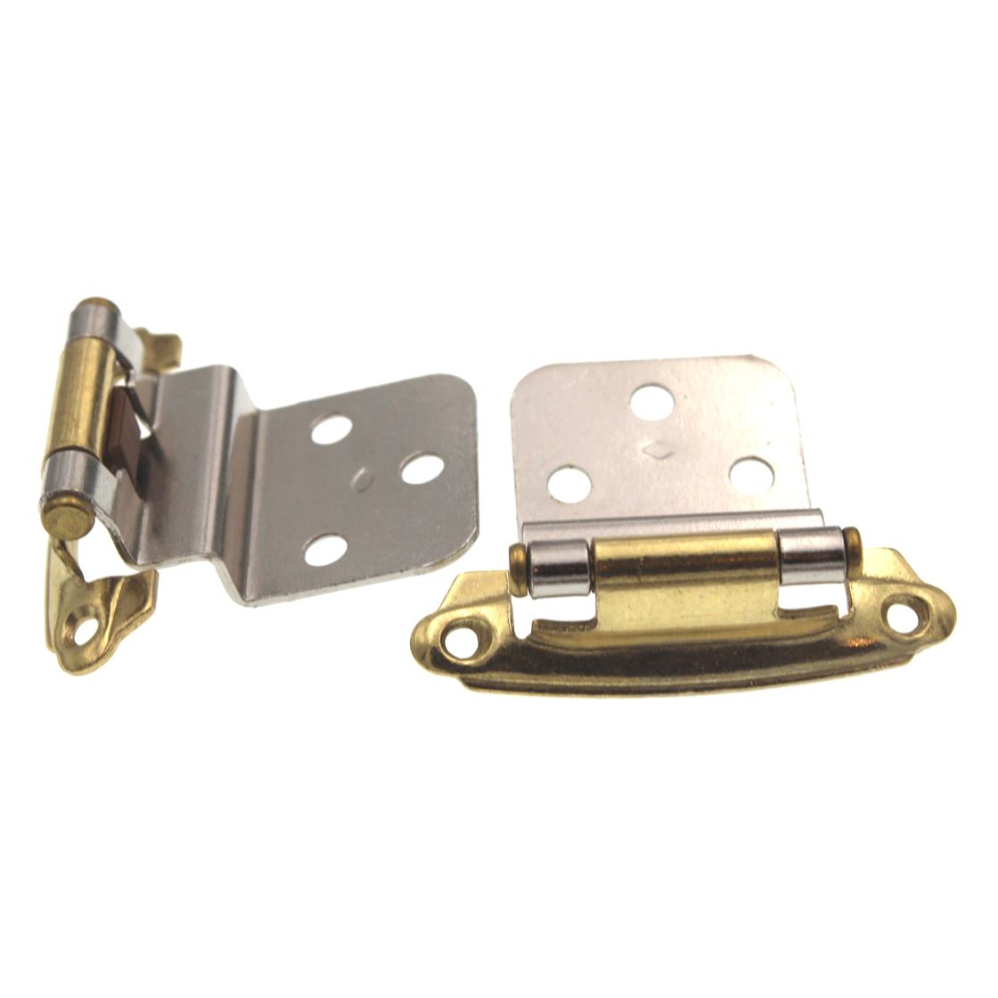 Pair of Hickory Hardware P143-PBCH Chrome & Polished Brass 3/8" Inset Hinges
