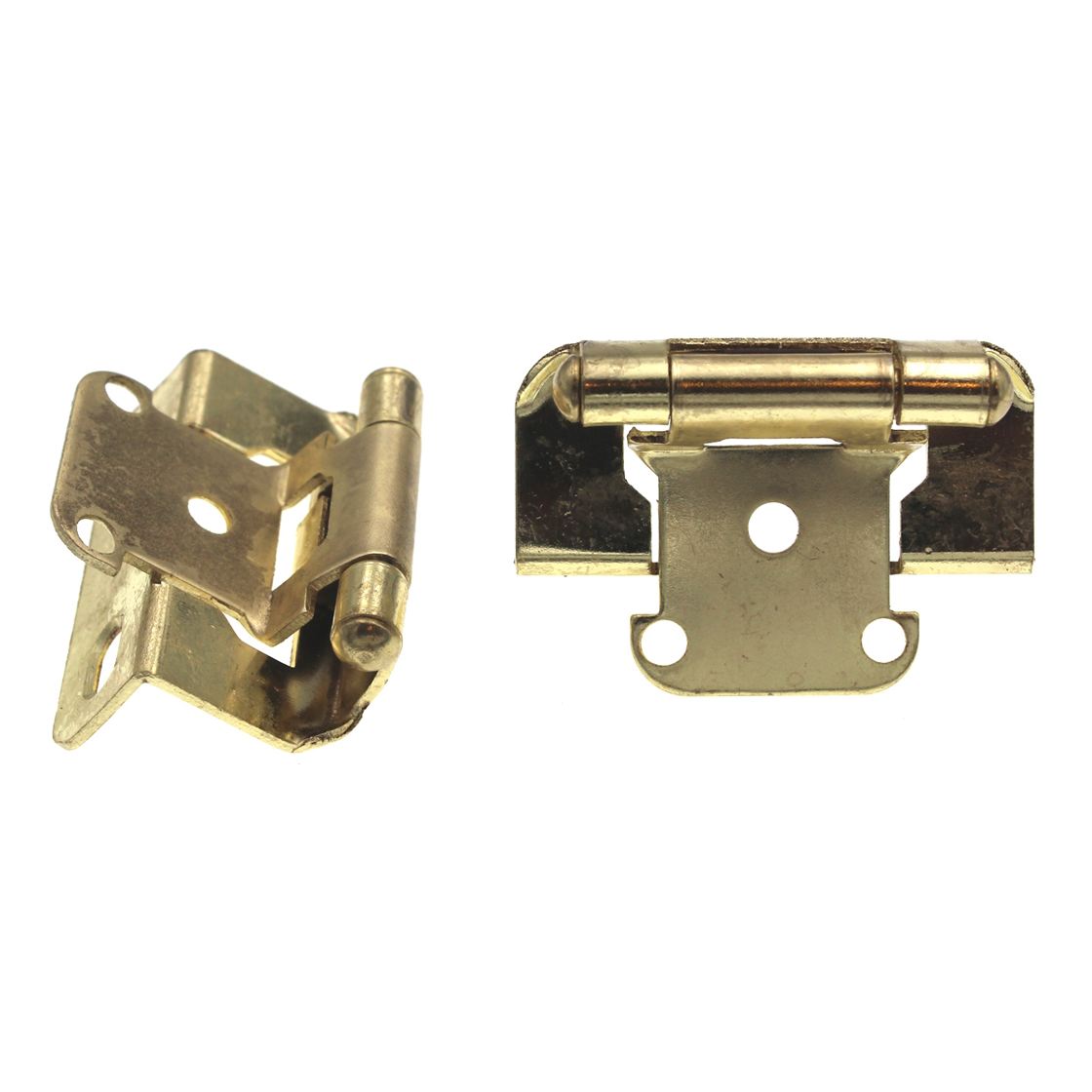 Pair Hickory Hardware Hinges Partial Wrap 1/2" Overlay Polished Brass P2710F-3