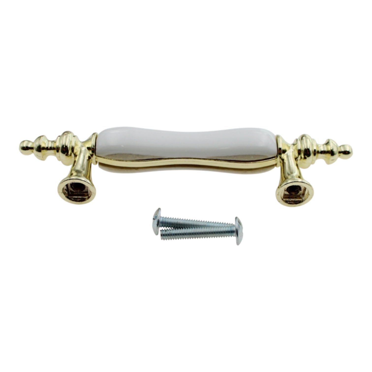 Liberty Cabinet Pull Polished Brass White Ceramic 3" CTC P50031C-PBW