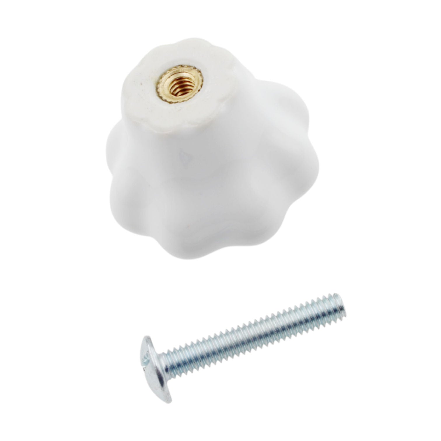 Belwith Hickory Hardware English Cozy White Ceramic Scalloped 1 1/4" Knob P623-W