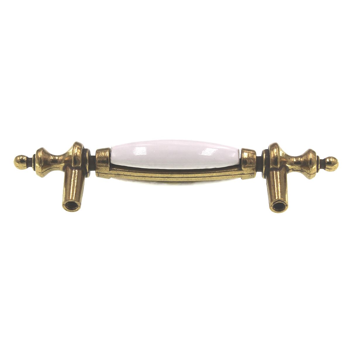 Hickory Hardware P64-W Polished Brass 3"cc Bar Pull Handle, White Ceramic Center