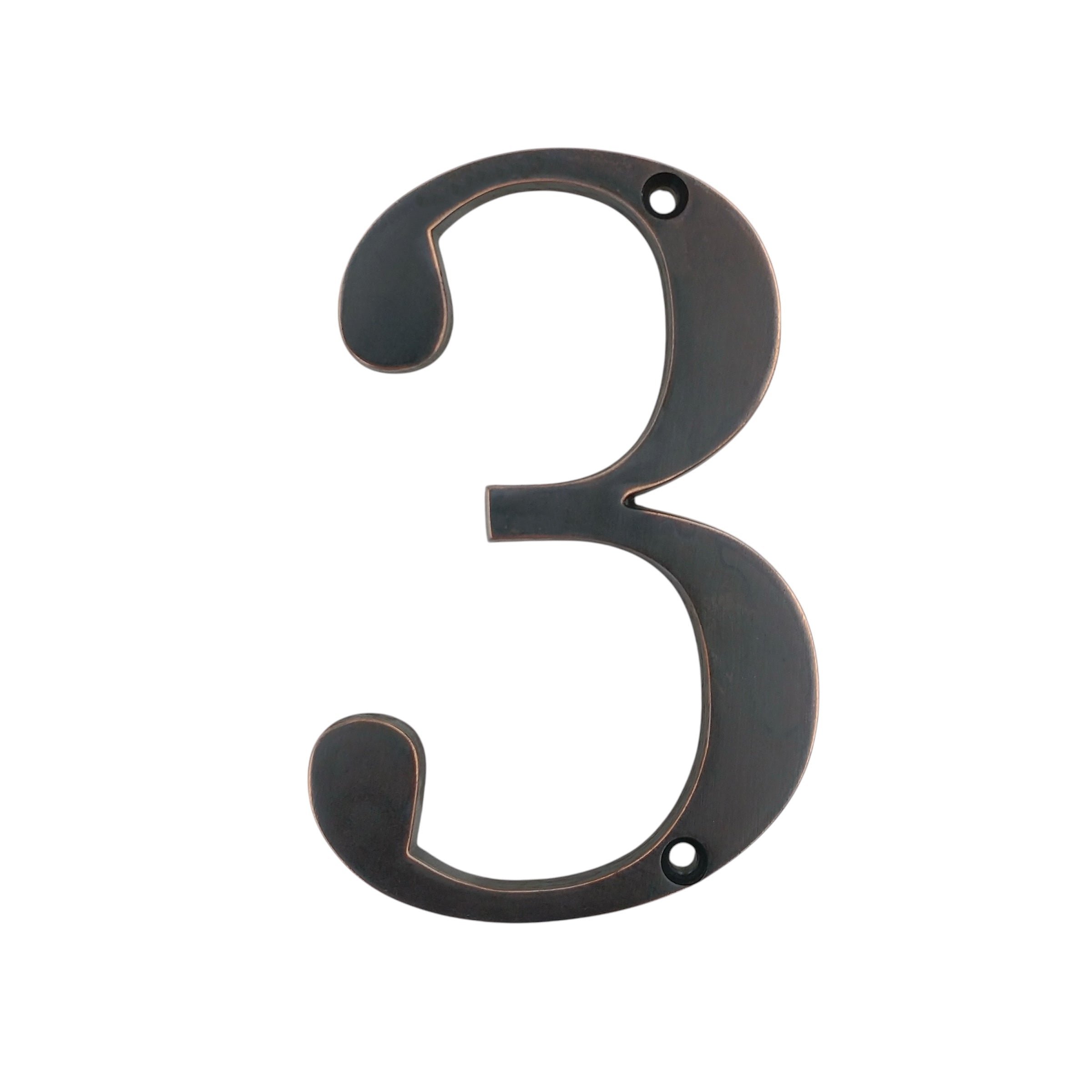 Aged Bronze Metal 4 inch Flush House Address Numbers, Bold Readable Font
