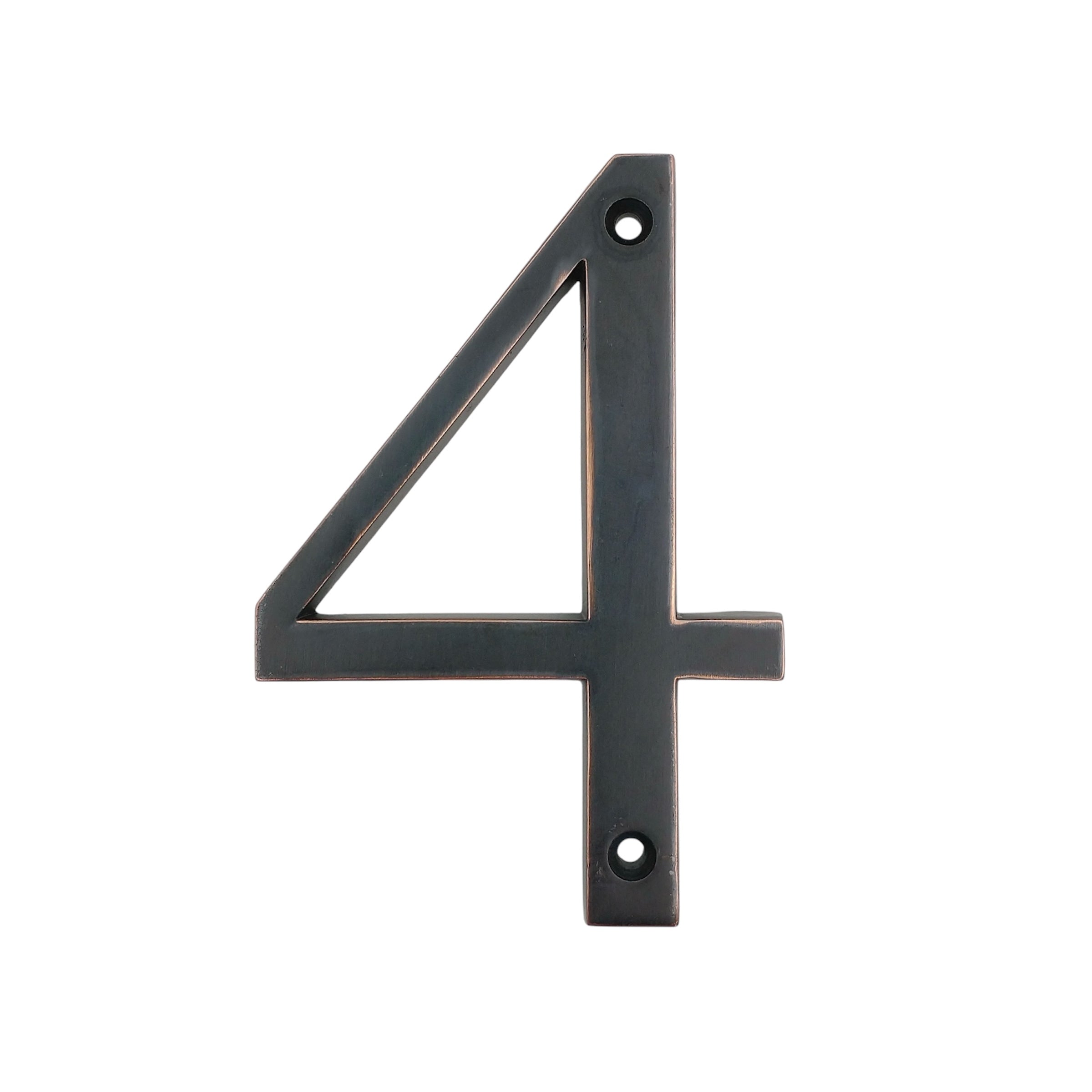 Aged Bronze Metal 4 inch Flush House Address Numbers, Bold Readable Font