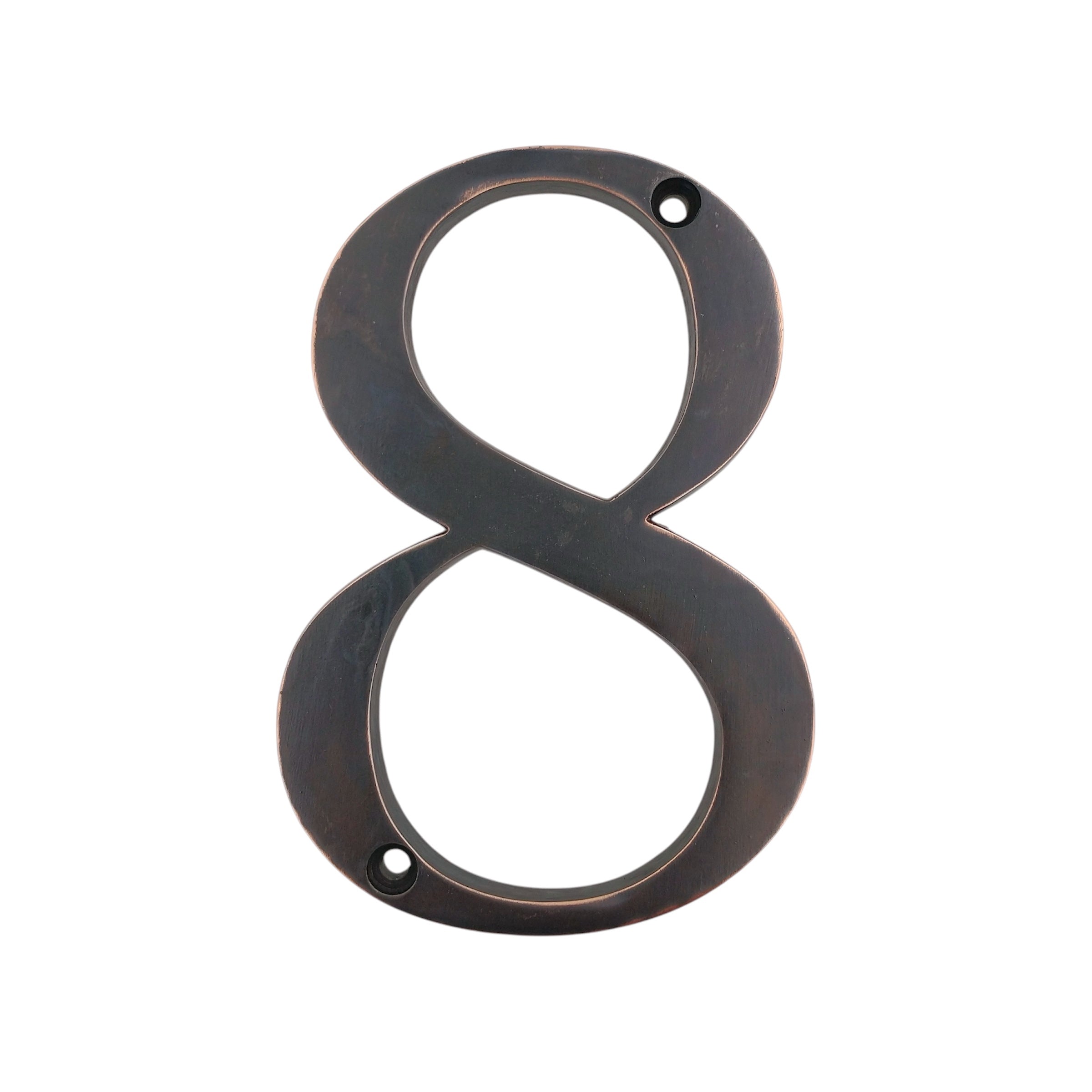 Aged Bronze Metal 4 inch Flush House Address Numbers, Bold Readable Font