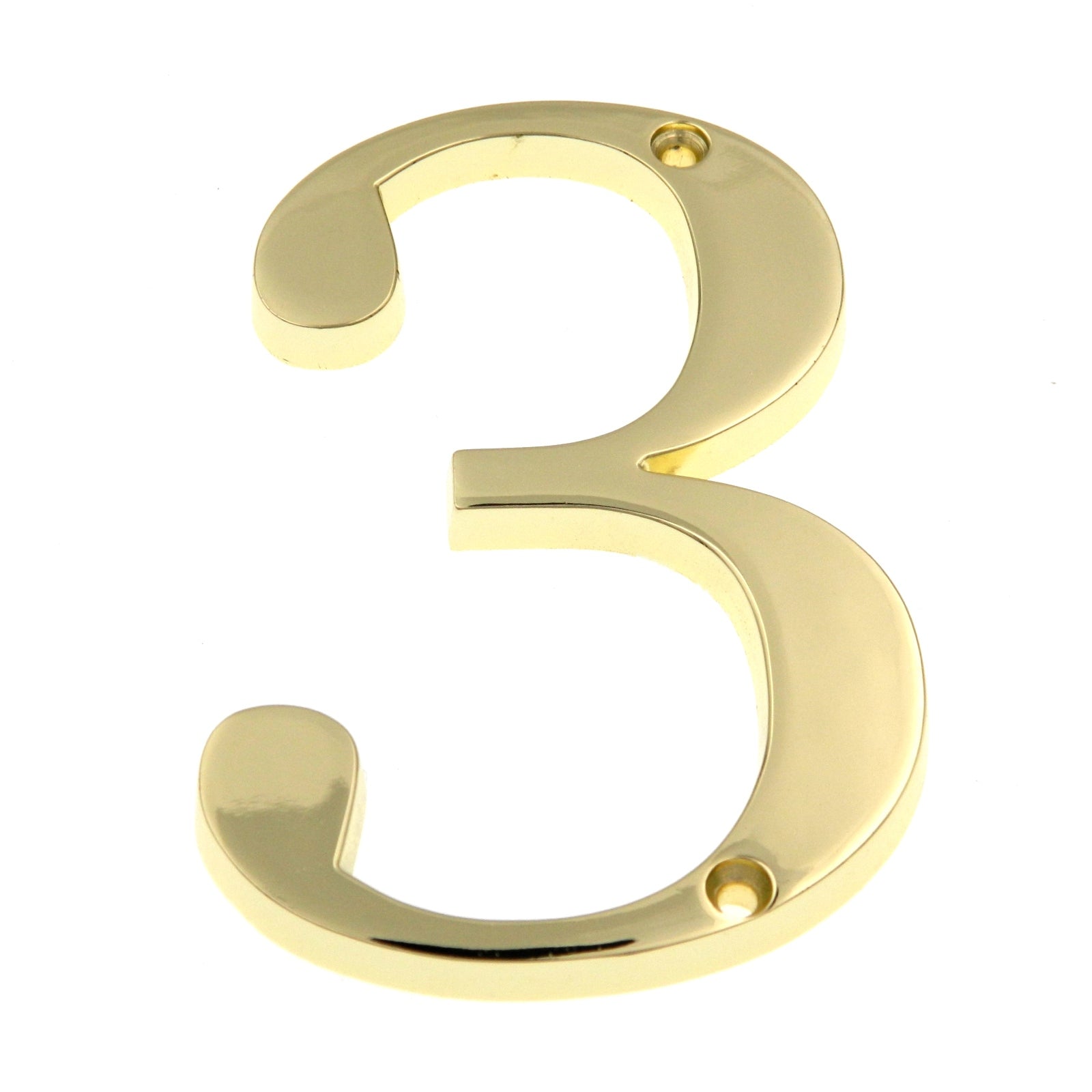 Polished Brass Metal 4 inch Flush House Address Numbers, Bold Readable Font