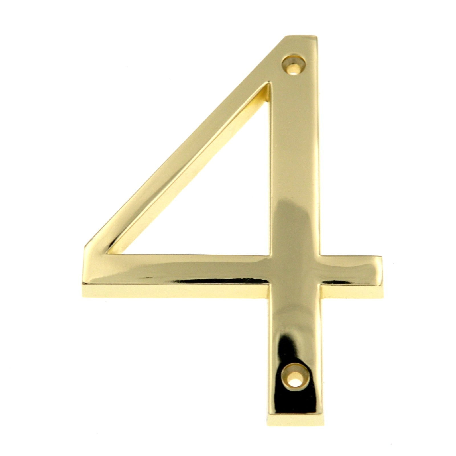 Polished Brass Metal 4 inch Flush House Address Numbers, Bold Readable Font