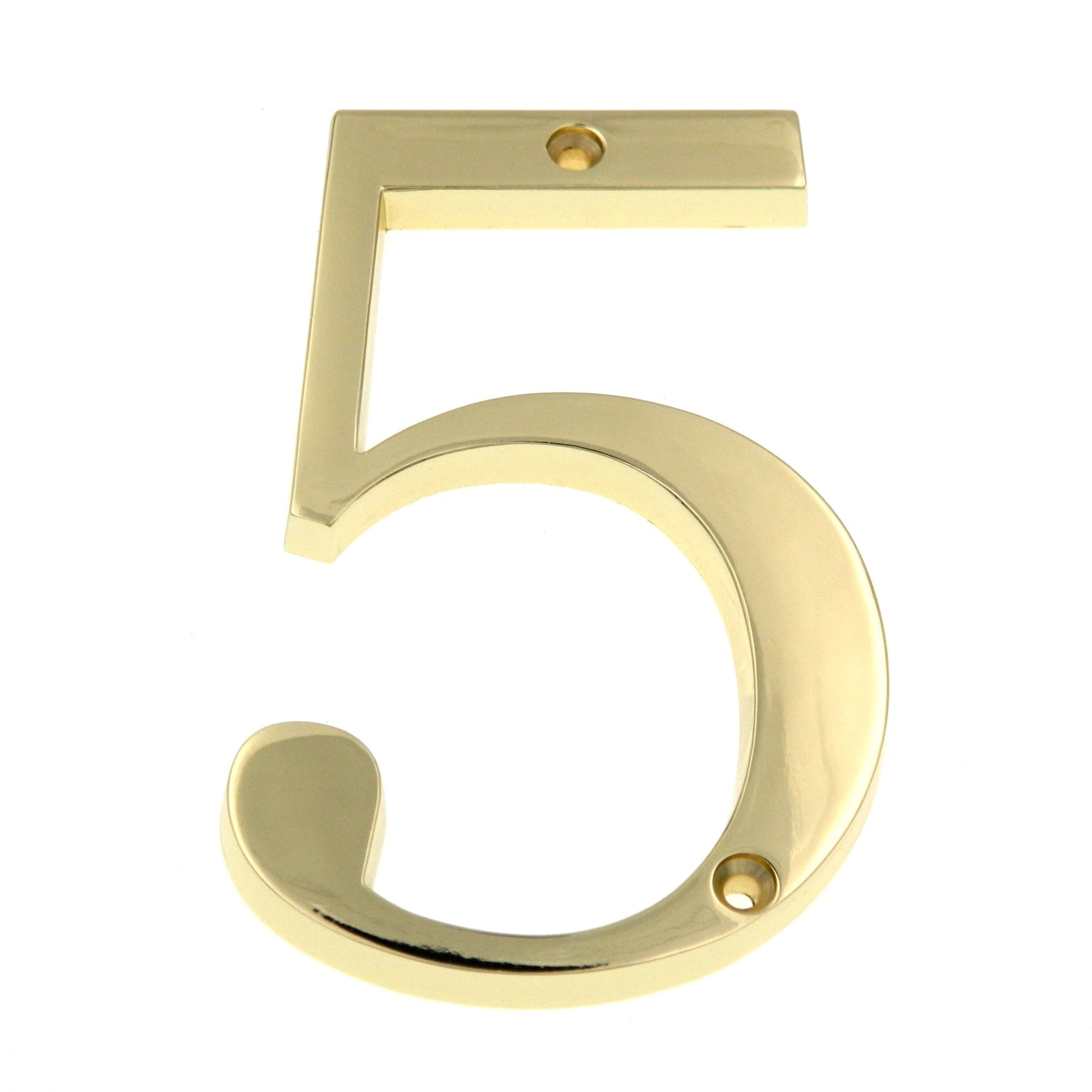 Polished Brass Metal 4 inch Flush House Address Numbers, Bold Readable Font