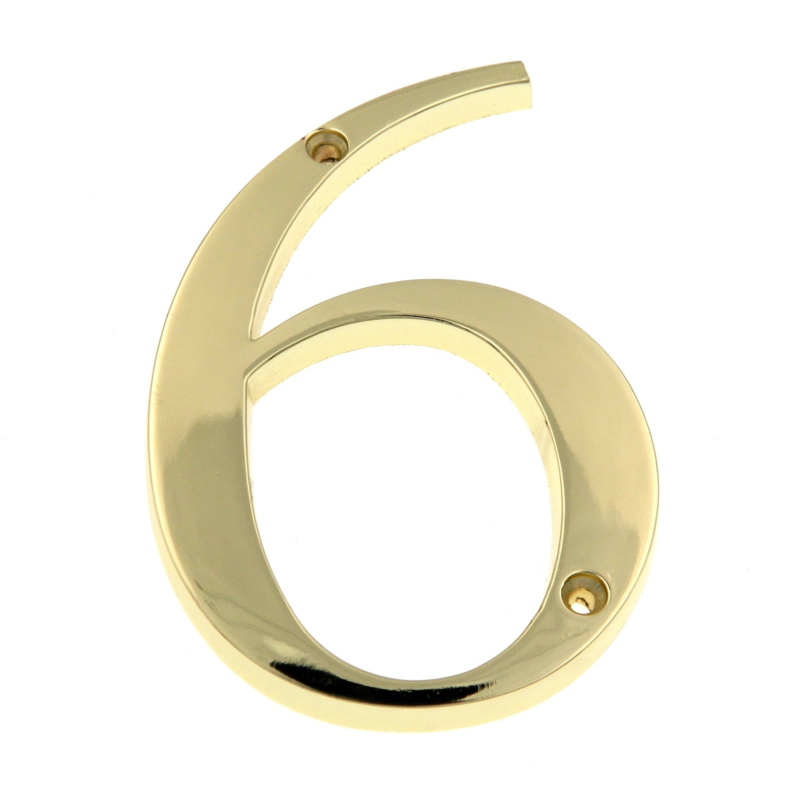 Polished Brass Metal 4 inch Flush House Address Numbers, Bold Readable Font