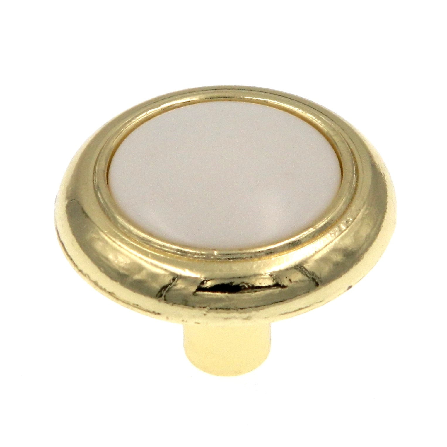 Amerock Allison Polished Brass Off White 1 1/4" Round Cabinet Knob 244WPB
