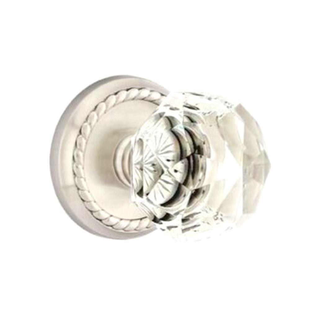 Emtek Crystal Diamond Non-Turning Dummy Door Knob Set Satin Nickel 805CKUS15