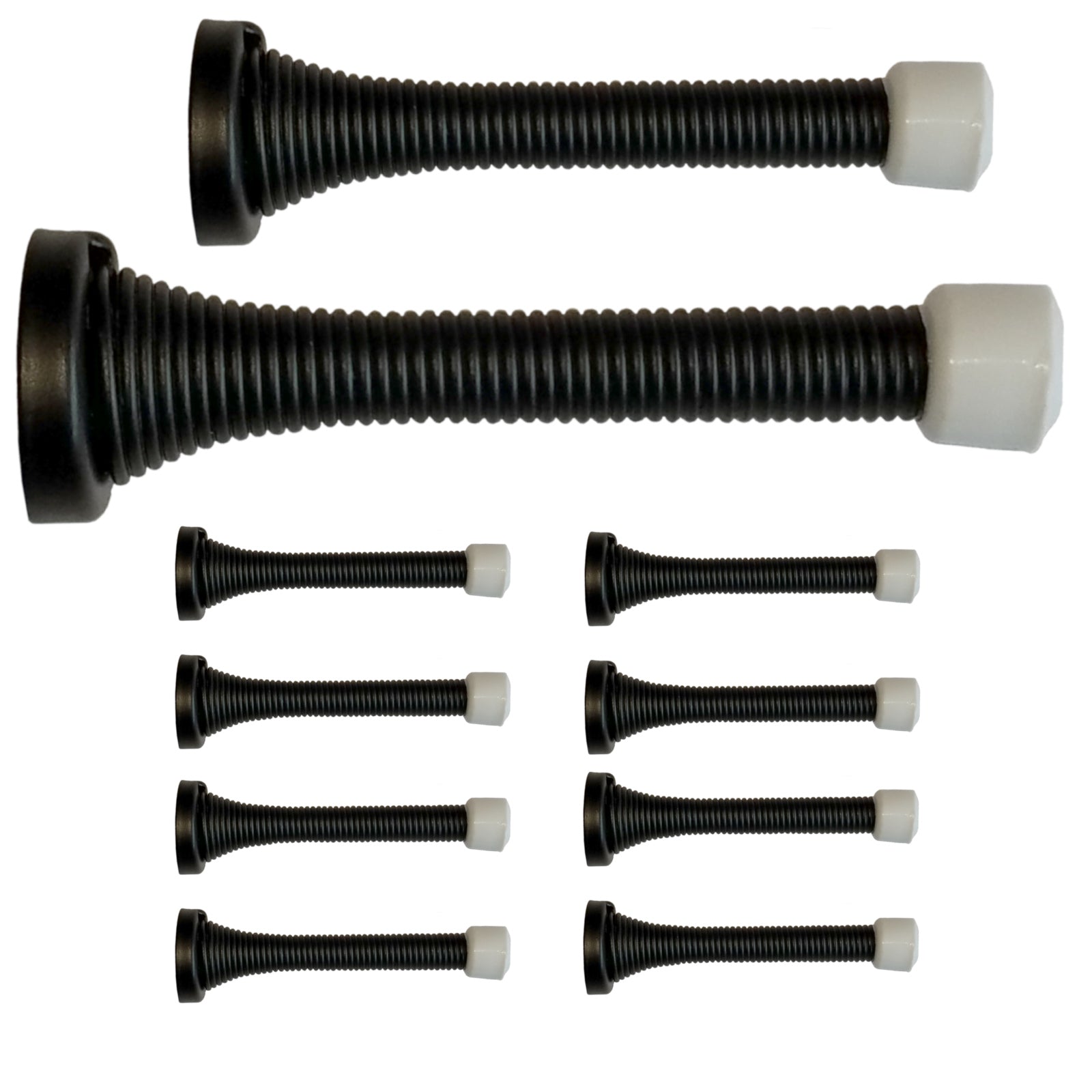 Tope de puerta con resorte flexible, paquete de 10, tope de puerta de zócalo de 3 1/4 pulg., negro BH2006BL