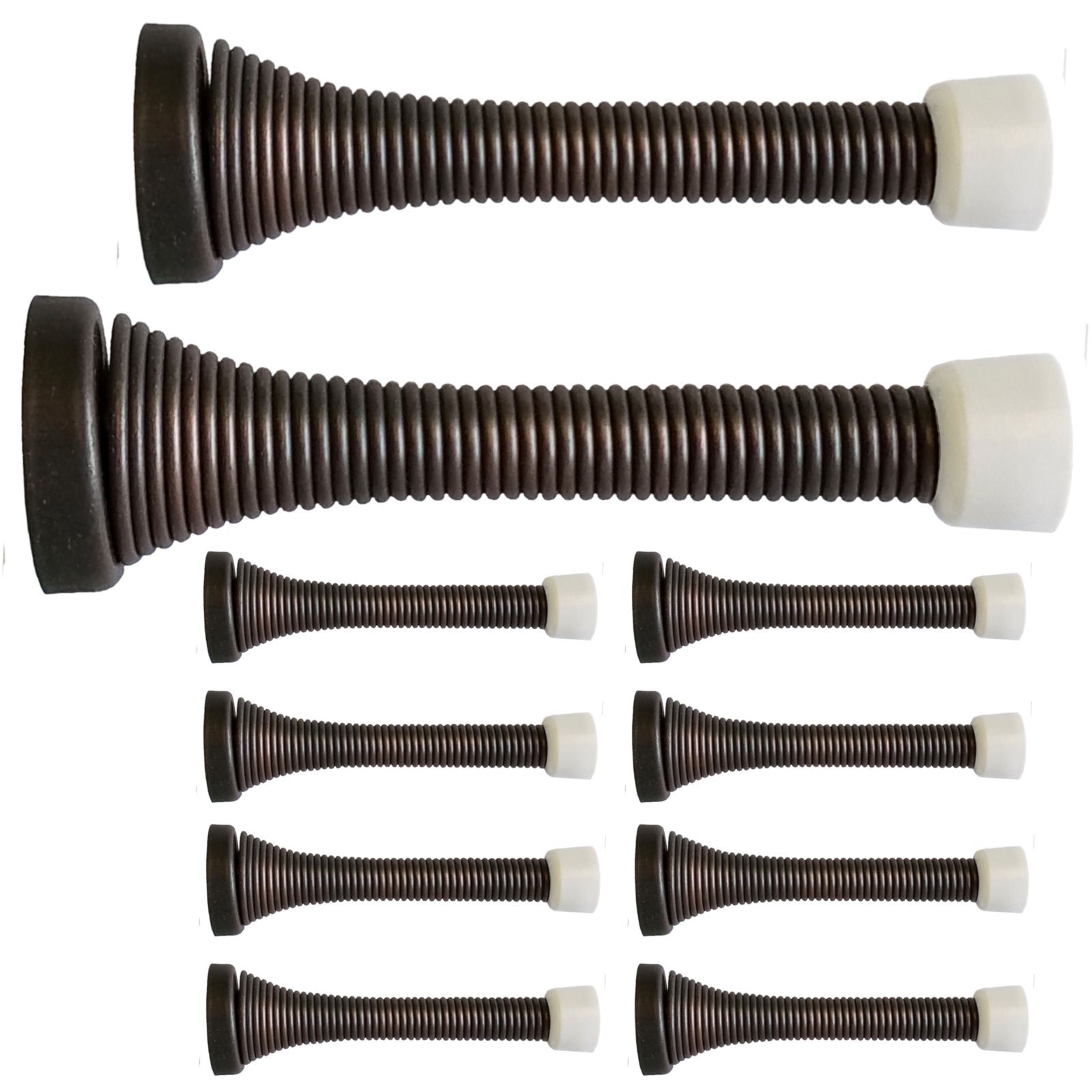 Tope de puerta con resorte flexible, paquete de 10, tope de puerta de zócalo de 3 1/4 pulgadas, bronce BH2006BZ