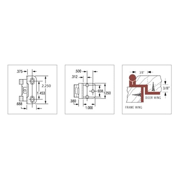 Pair Amerock BPR7565G10 Self-Closing Partial-Wrap 3/8" Inset Satin Nickel Hinges