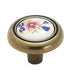 Amerock 1 1/4" Burnished Brass Round Floral Cabinet Knob Ceramic Center BP76244-FWB