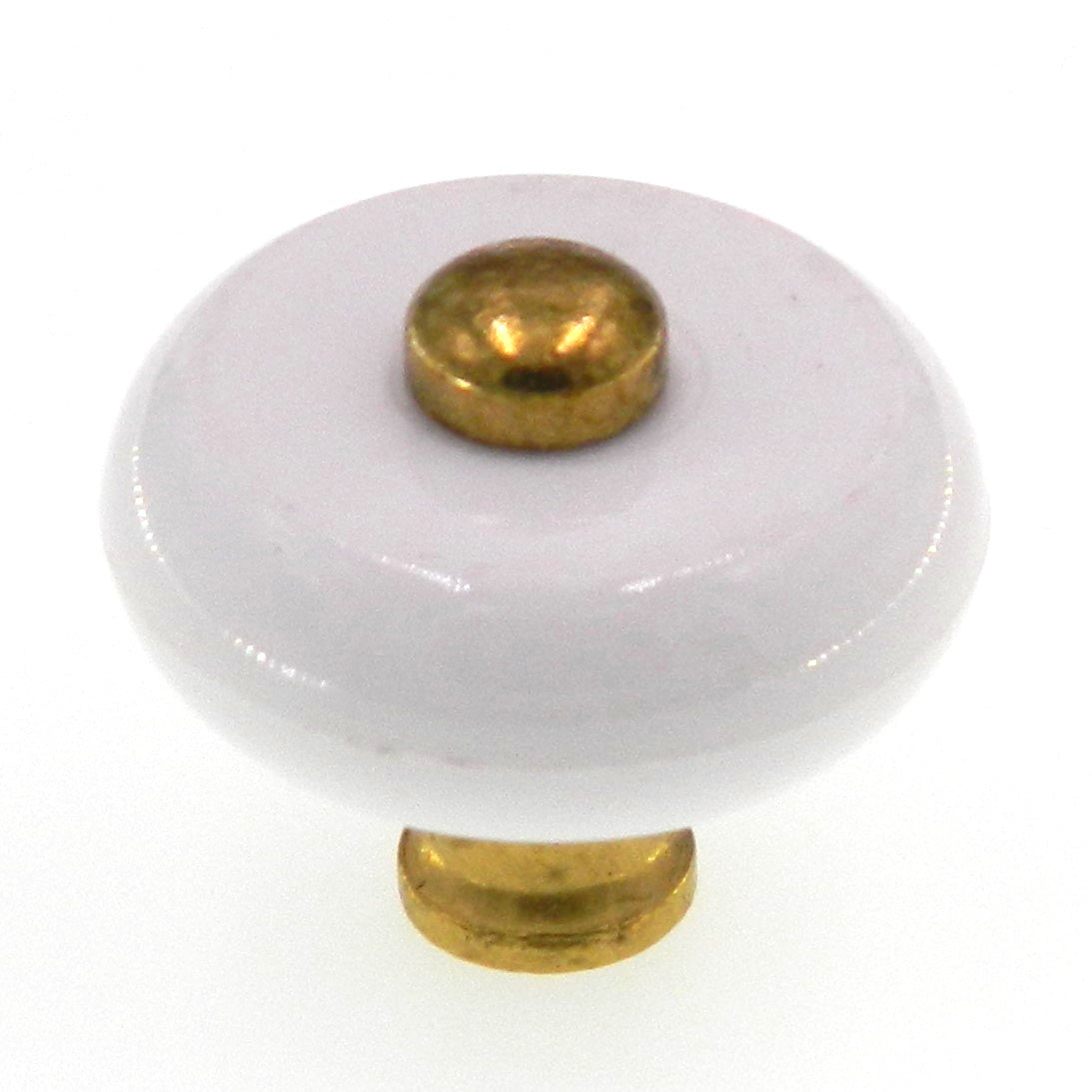 Amerock Allison BP76268-WH3 - Pomo para gabinete (latón pulido, centro blanco, 1 3/16 pulgadas)