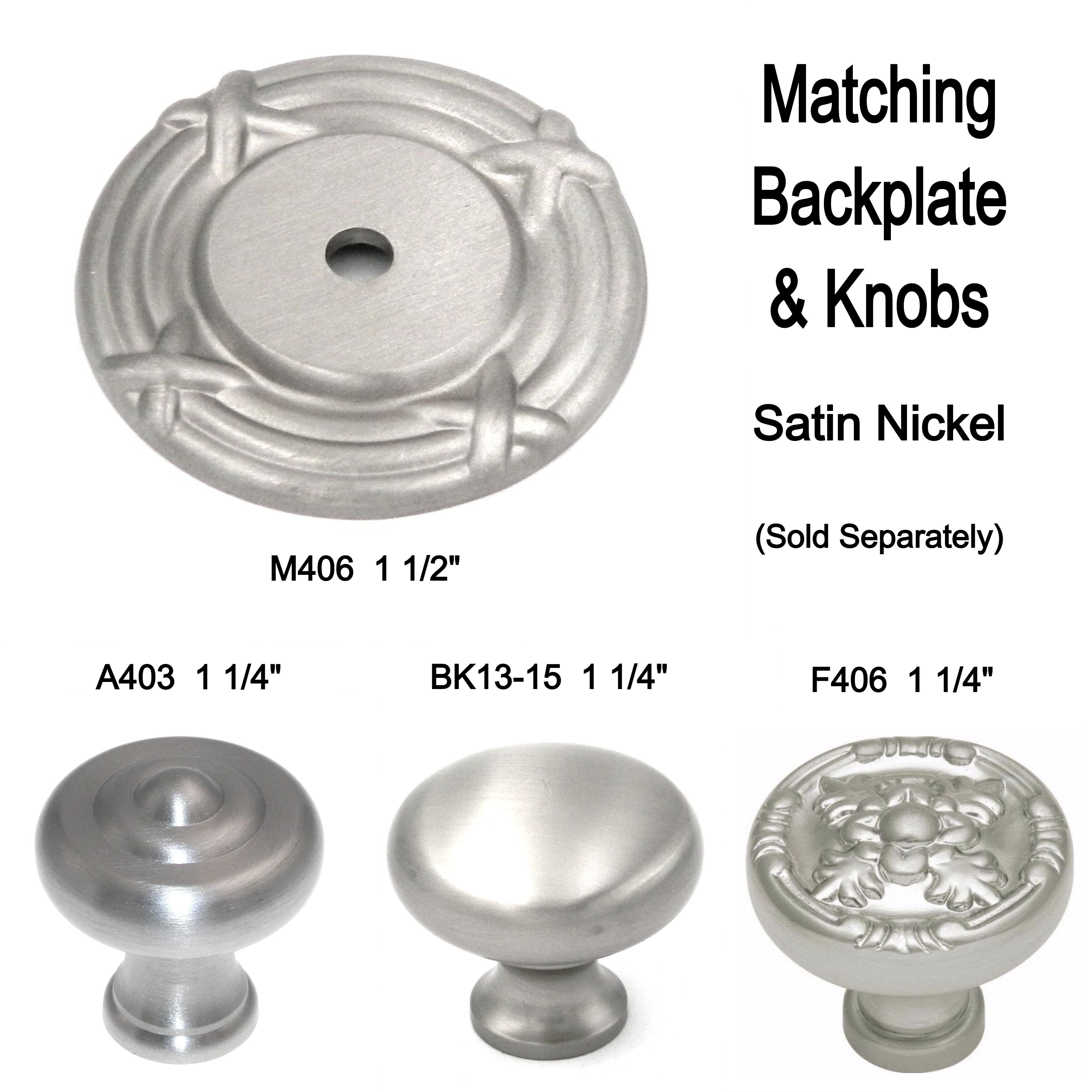 Belwith Keeler Richelieu 1 1/4" níquel satinado redondo adornado latón macizo perilla de gabinete F406