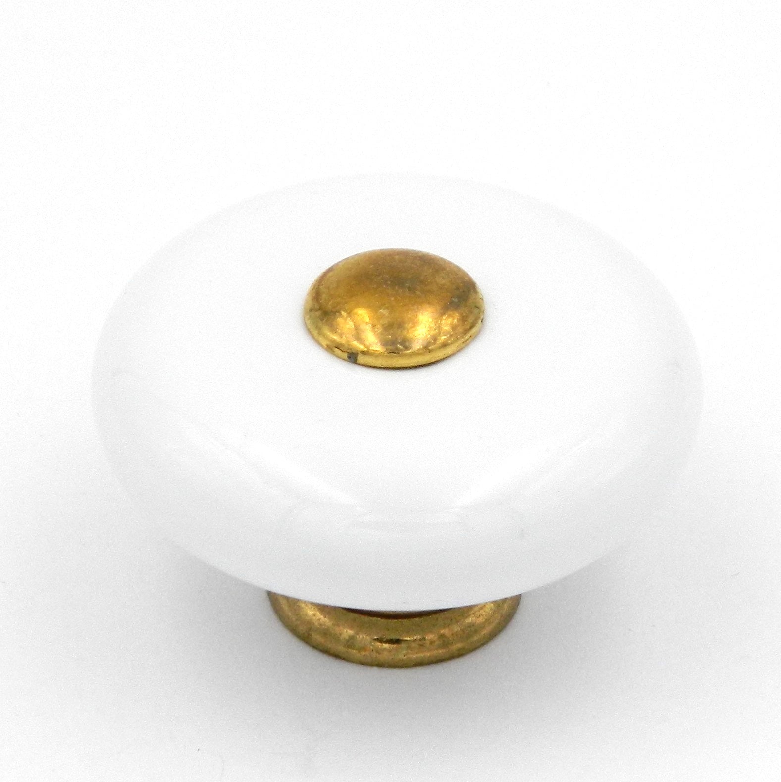Belwith Hickory Hardware English Cozy White Ceramic Brass Stem 1 1/2" Knob P229-LP