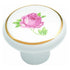 P24-R White Porcelain 1 1/4" Cabinet Knob Pull, Rose Center Belwith