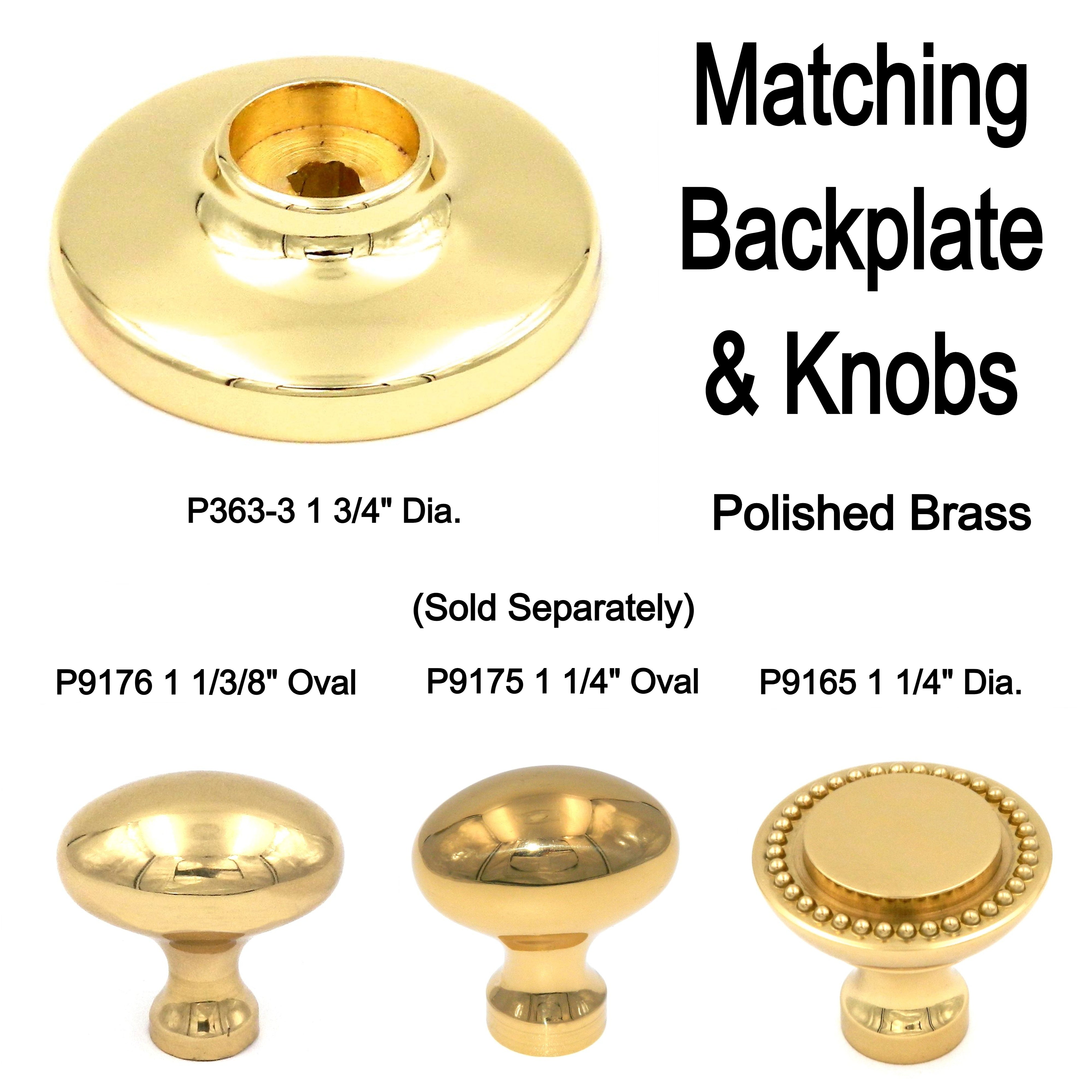 Solid Brass Polished Brass 1 1/4" Oval Cabinet Knob Keeler P9175