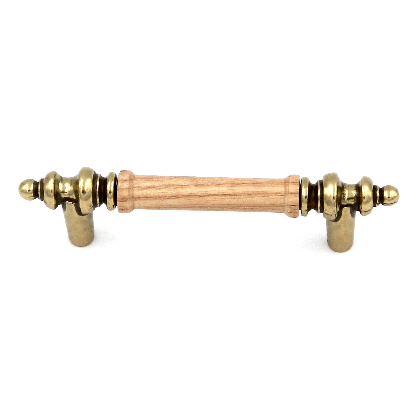 Hickory Hardware Lancaster Polished and Oak Wood Center 3"cc Cabinet Pull P457-OAK