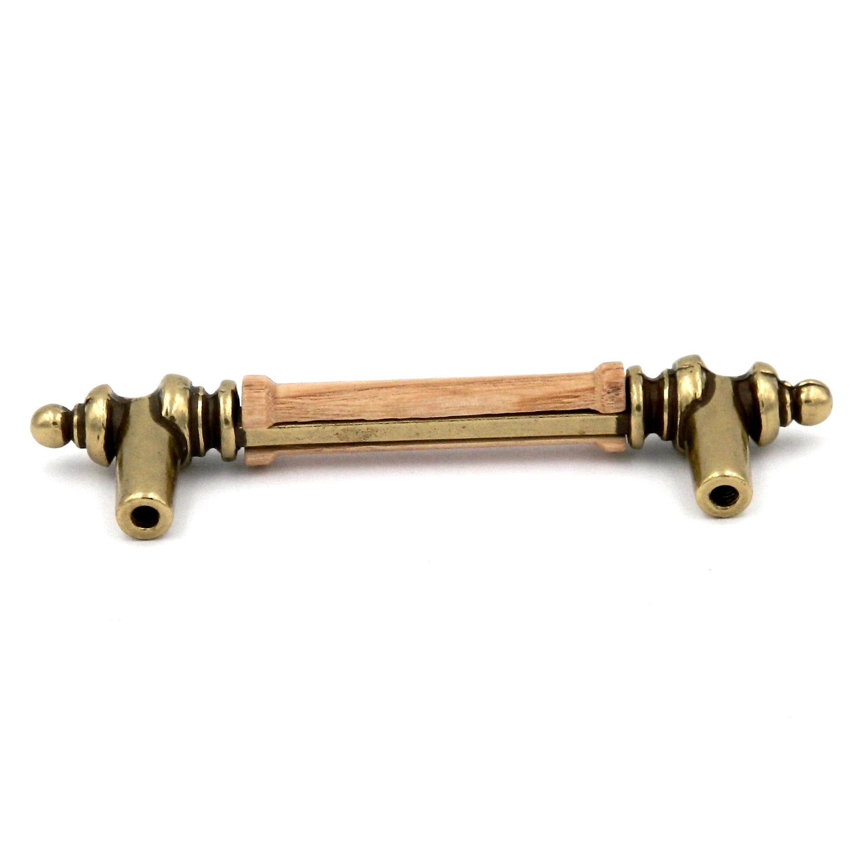 Hickory Hardware Lancaster Polished and Oak Wood Center 3"cc Cabinet Pull P457-OAK