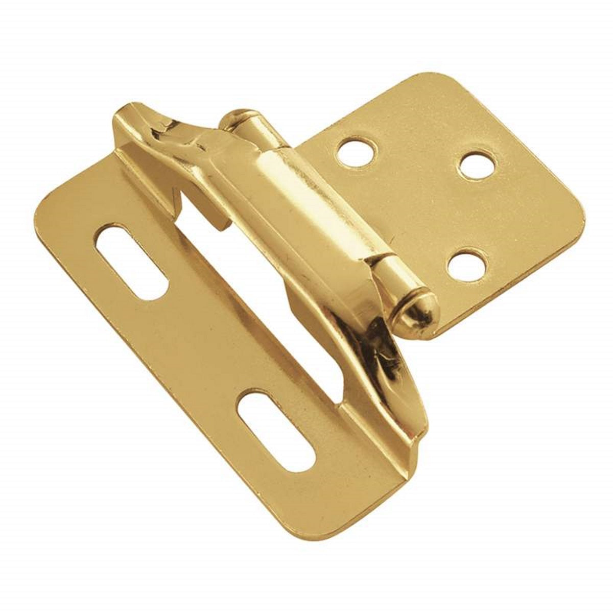 Par de bisagras superpuestas de 1/4" de latón pulido de nogal americano P60010F-3