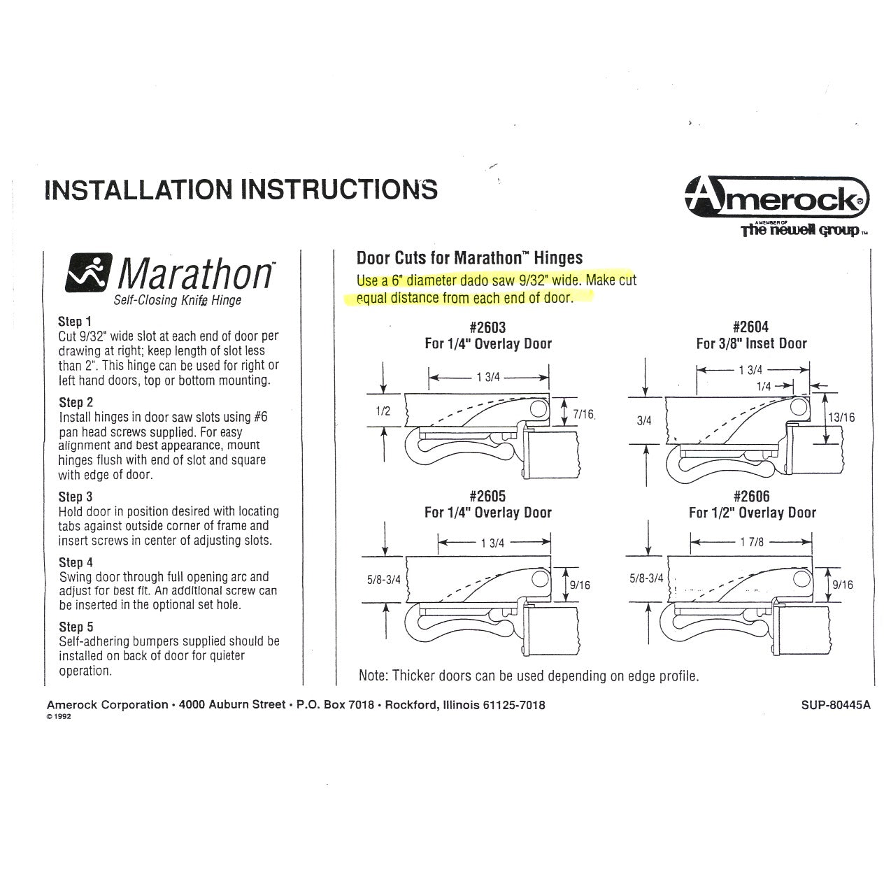 Amerock Marathon Nickel and White 3/8" Inset CM2604-14 Concealed Self-Closing Knife Hinge
